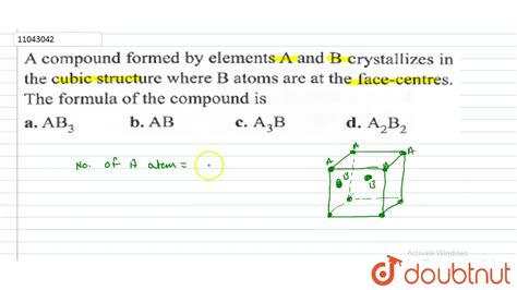 A Compound Formed By Element A And B Crystallizes In The Cubic