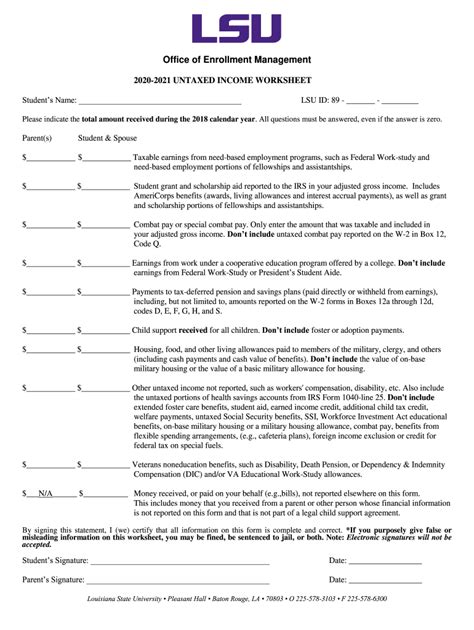 Fillable Online 2020 2021 UNTAXED INCOME WORKSHEET Fax Email Print