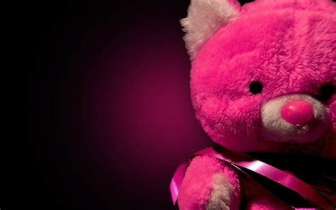 Hd Wallpaper Pink Bear Plush Toy Toys Soft Shadow Teddy Bear Cute