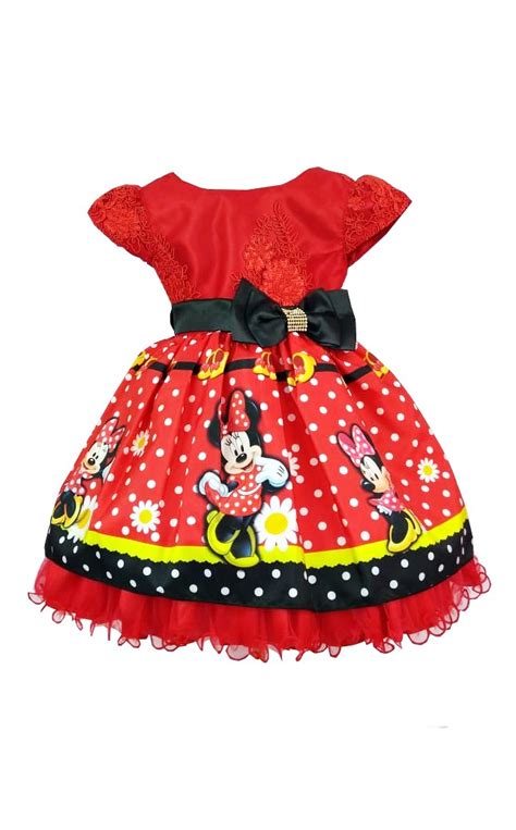 Vestido de Festa Infantil Temático Minnie Vermelha Xuxuzinhos Baby