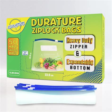 Durature Pcs Reusable Freezer Bags L Half Gallon Ziplock Bags