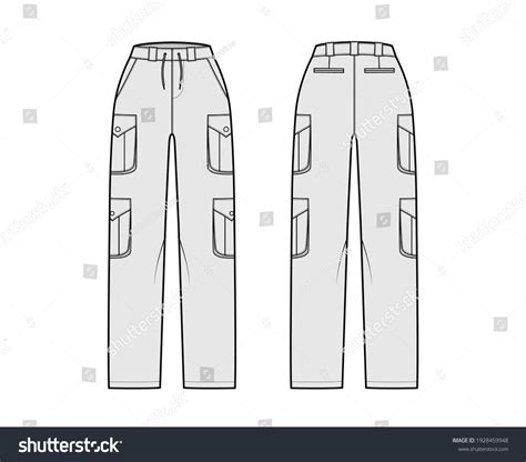 Set Cargo Pants Technical Fashion Illustration Stock Vector (Royalty ...