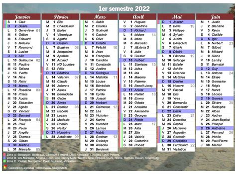 Calendrier Imprimer Semestriel Avec Les F Tes Une Colonne Par Mois