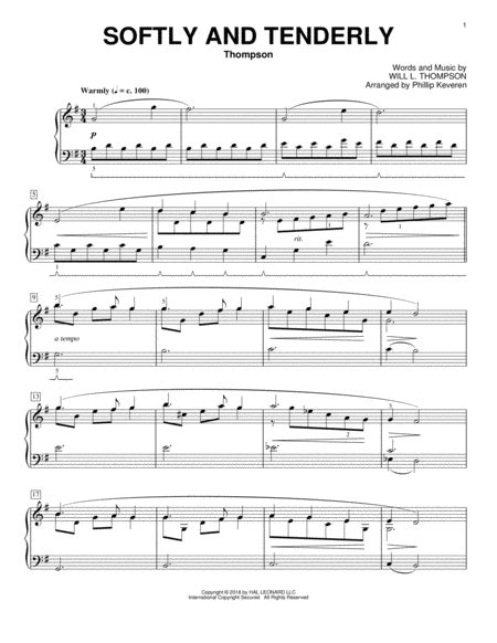 Softly And Tenderly Classical Version Arr Phillip Keveren By