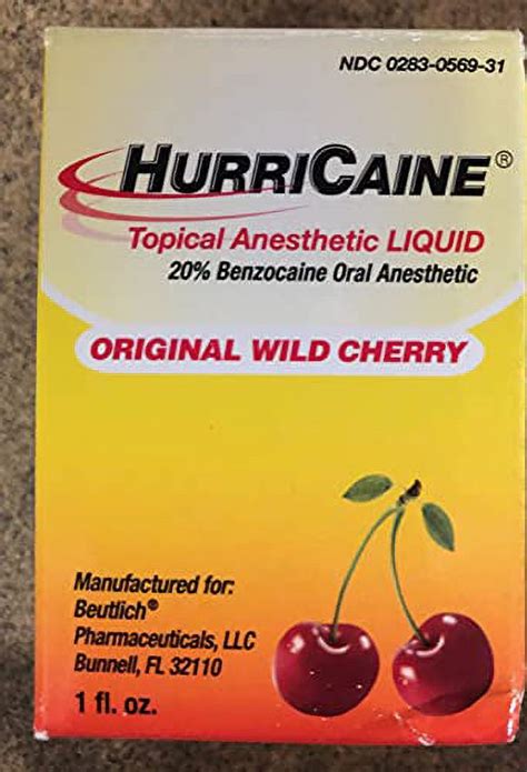 Hurricaine Topical Oral Anesthetic Gel Wild Cherry Flavor 1 Oz Pain