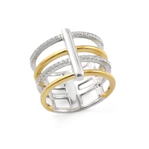 Bague LINHA En Argent 925 1000 Bicolore Et Oxyde AE BA6OZ0007 Aelys