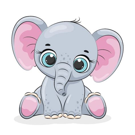 Premium Vector Cute Baby Elephant Cartoon Vector Illustration