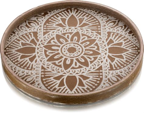 Hanobe Plateau Bois Decoratif Rond Plats Et Plateaux De Service