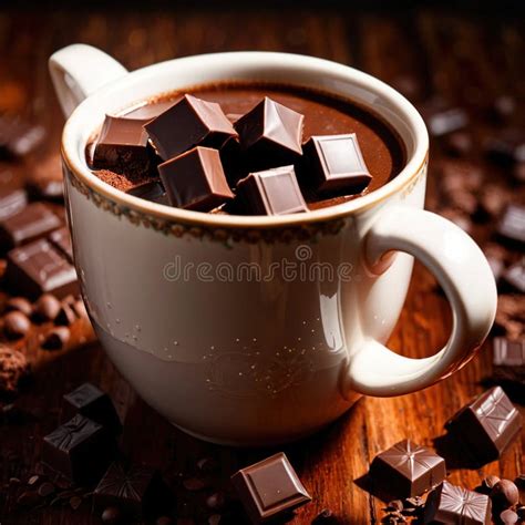 Hot Cocoa Mug With Chunks Of Chocolate Stock Illustration