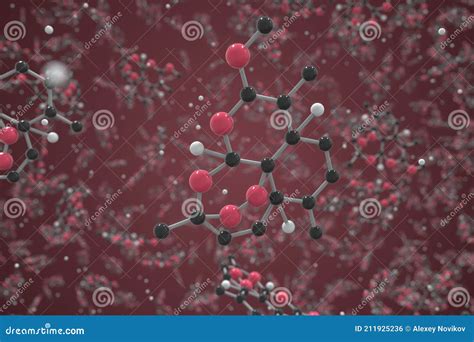 Artemether Molecule Ball And Stick Molecular Model Chemistry Related 3d Rendering Royalty Free