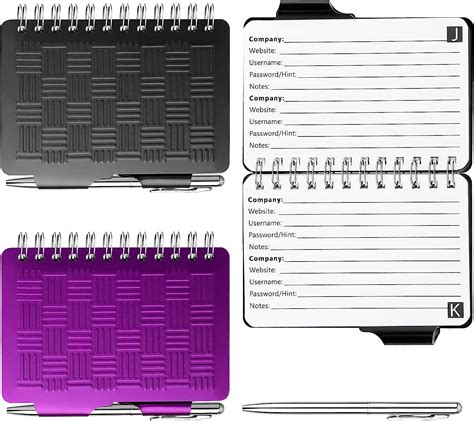 2 Pieces Metal Aluminum Spiral Notebooks Portable Password Books Management Spiral