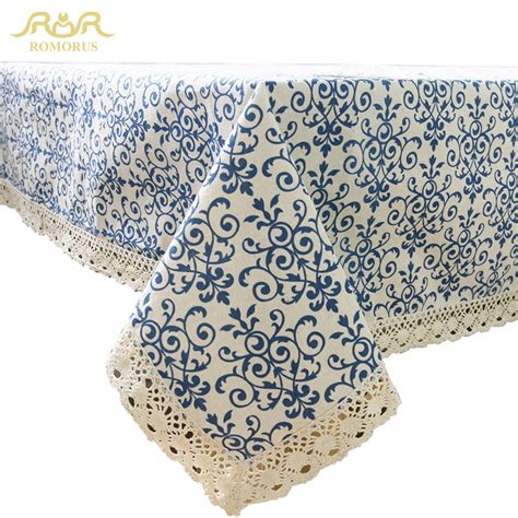 Retro Blue And White Table Cloth Rectangle Dust Proof Chinese Style