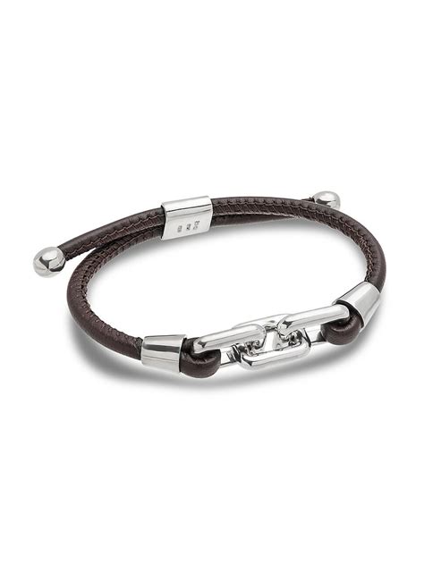 Tane Mexico Eletra Sterling Leather Bracelet Silver Editorialist