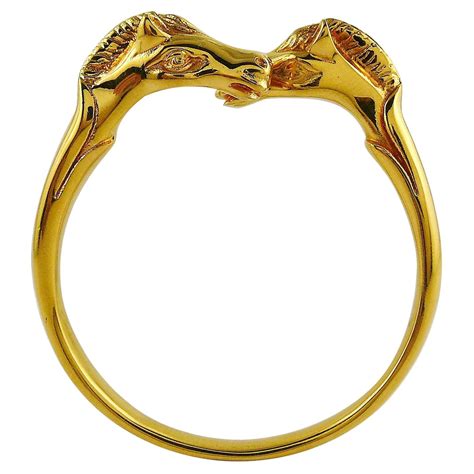 Hermes Paris Vintage Double Horse Head Bangle Bracelet At 1stdibs