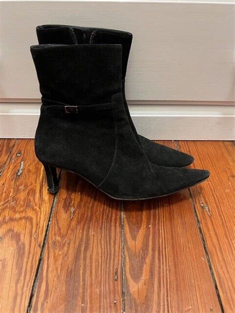 GIORGIO ARMANI Black Suede Western Ankle Boots Shoes Gem