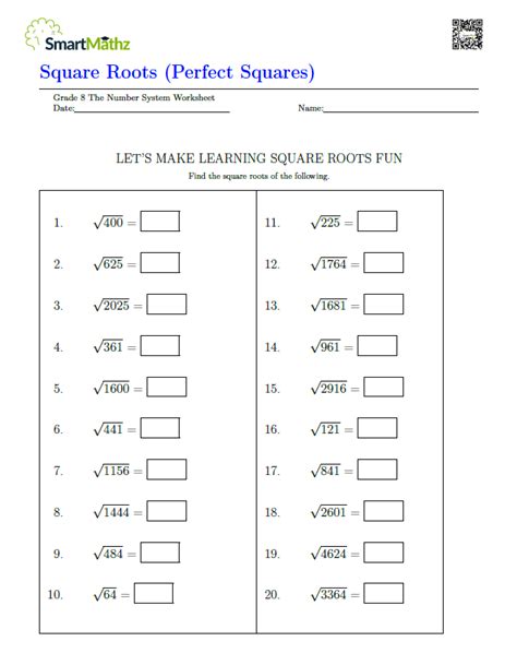 Square Roots (Perfect Squares) - SmartMathz