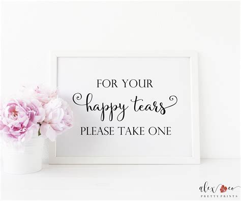 Wedding Tissues Sign Happy Tears Printable Wedding Day