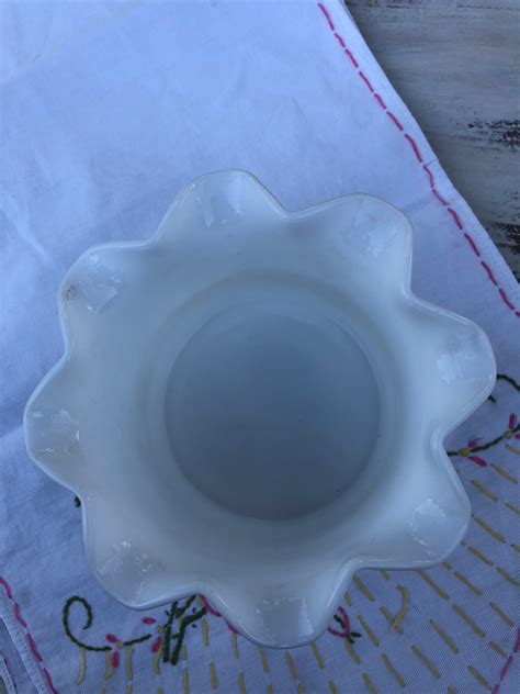 Imperial Glass Ruffled Milk Glass Bowl Ruffled Milk Glass Bowl Etsy