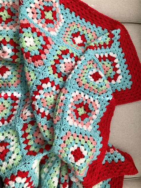 Close Up Shot Of My Finished Granny Square Blanket R Crochet