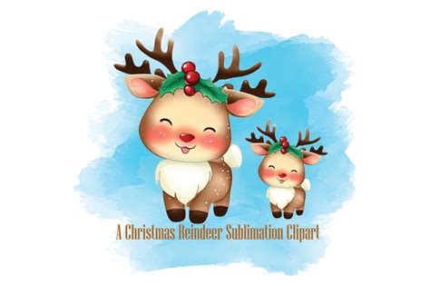 A Christmas Reindeer Sublimation Clipart Graphic By Crazy Cat