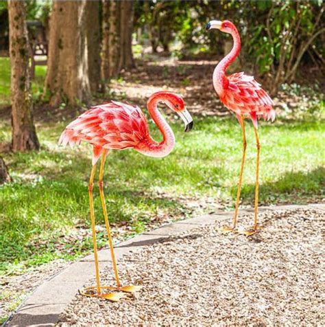 Flamingo Garden Statues And Sculptures Pink Flamingo Lawn Etsy