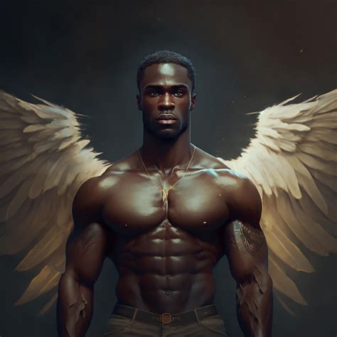 Premium AI Image | A black man with white wings and a black shirt.