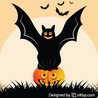 Evil cat halloween illustration template Vector - G-Corner-Bp