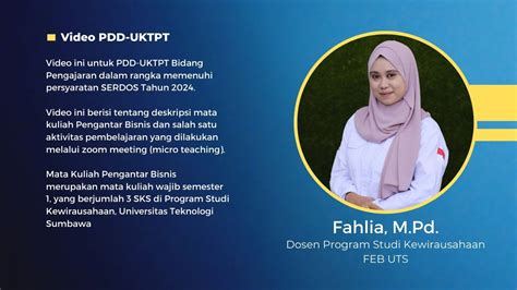 Pdd Uktpt Bidang Pengajaran Smart Serdos Fahlia Universitas