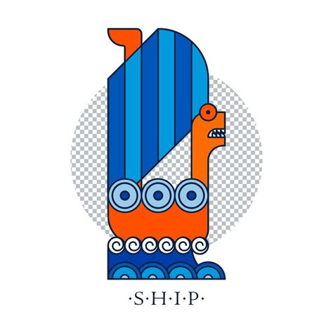 Premium PSD | Northern combat fantasy longship with striped sail and ...