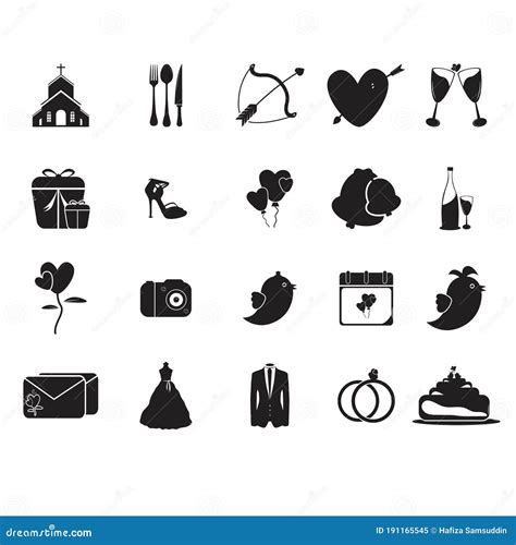 Set Of Wedding Icons Vector Illustration Decorative Design Stock