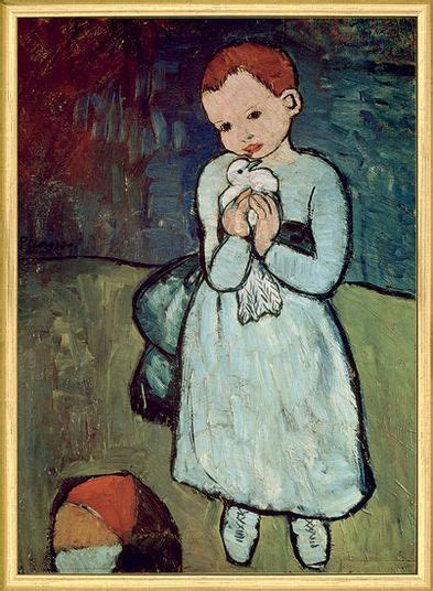 Pablo Picasso Bild Mädchen mit Taube 1901 Пикассо Пабло Kunst