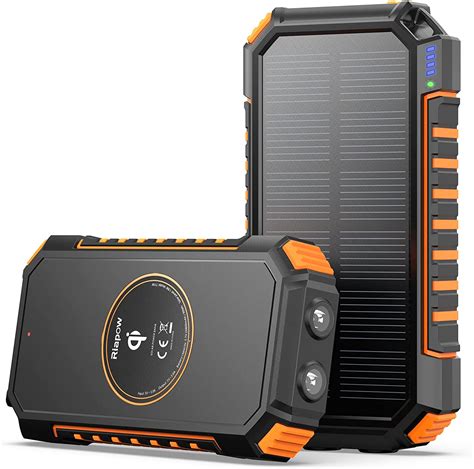 Riapow Batterie Externe Solaire 26800 MAh Chargeur Portable Sans Fil