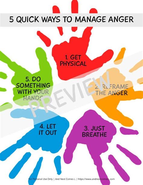 Free Printable Poster Of 5 Anger Management Strategies For How To Help