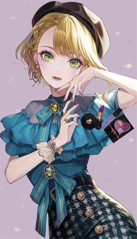 Anime Girl With Short Blonde Hair And Green Eyes