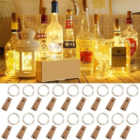 Frasheng 15 pièces LED Bouteille Lumières Guirlande 2M 20 LEDs Liège