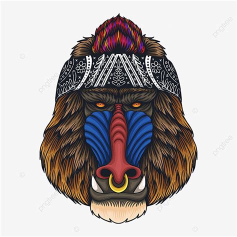 Cool Monkey Vector PNG Images, Cool Monkey Mandrill Head Vector ...