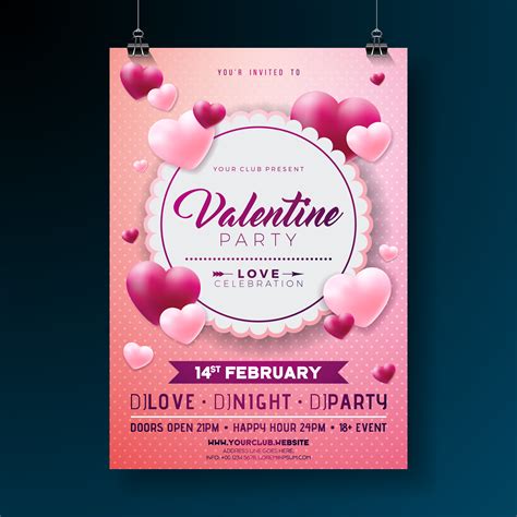 Valentines Day Party Flyer 331881 Vector Art At Vecteezy