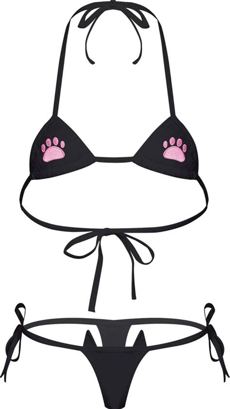 FEESHOW Womens Cute Bikini Extreme Micro Tiny Lingeries Outfits Halter