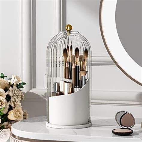 Earond Makeup Brush Holder Organizer With Clear Lid360° Rotating Dustproof