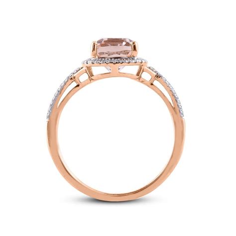 Tjd 0 20 Carat Diamond And 9x7 Mm Cushion Morganite 14 Karat Rose Gold