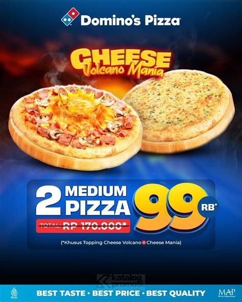 Promo Dominos Pizza Cheese Volcano Mania 2 Medium Pizza Hanya Rp 99rb