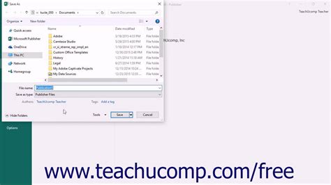 Publisher 2016 Tutorial Saving Publications Microsoft Training Youtube