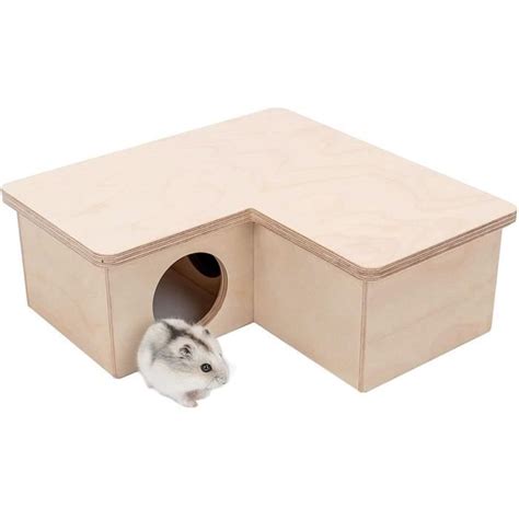 Hamster Bois Maison Bouleau Chambre Cachette Habitat Hut Cage En Bois