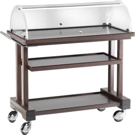 Tier Wooden Service Cart With Plexiglass Dome Clp W