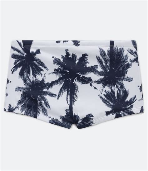 Sunga Boxer Estampa De Coqueiros Branco