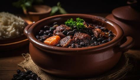 Rustic Beef Stew With Fresh Herbs And Organic Vegetables Cooked Homemade Generated By Ai Stock