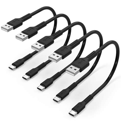 Buy 1 Foot Short Usb C Cord Fast Charge 5 Pack Durable Usb A To Usb Type C 3a Fast Charging