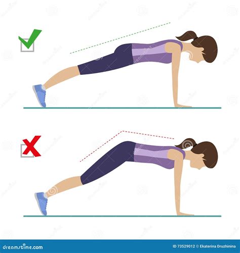 Full Plank And Elbow Plank Girl Workout Exercises Concept Cartoon