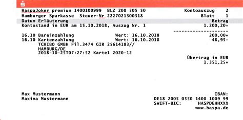 Kontoauszug Sparkasse Muster