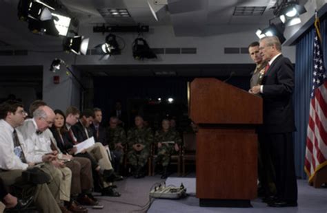 Secretary Of Defense Donald H Rumsfeld Conducts A Press Conference In